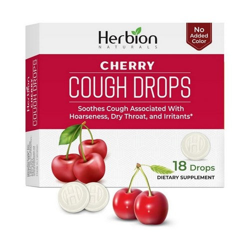 All Natural Cough Drops Cherry 18 Drops by Herbion Naturals