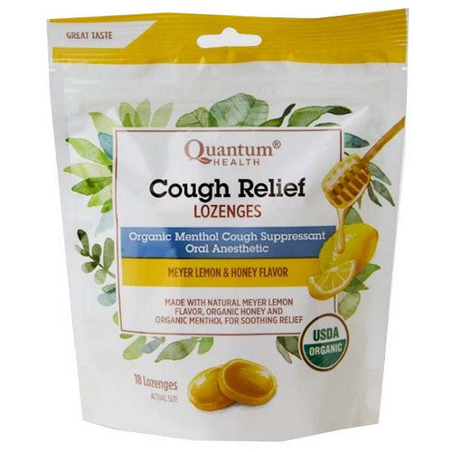 Cough Relief Organic Bagged Lozenges Meyer Lemon & Honey 18 Count by Quantum Health