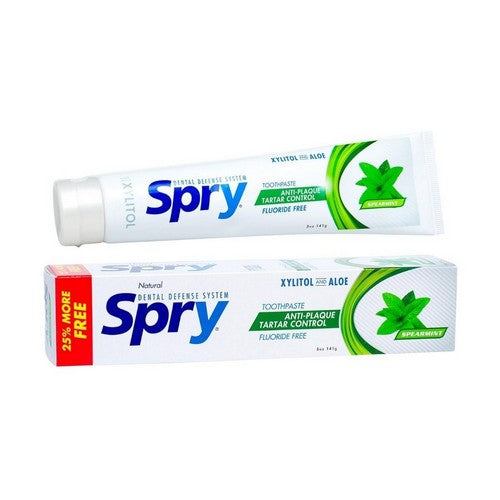 Spry Anti-Plaque And Tartar Control Xylitol Toothpaste Fluoride Free Spearmint 5 Oz by Xlear Inc