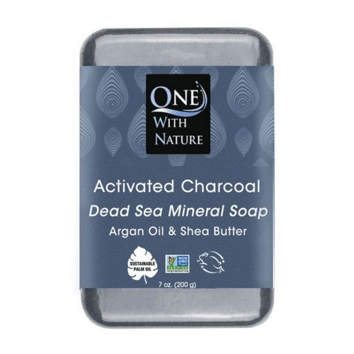 Dead Sea Mineral Bar Soap Activated Charcoal 7 Oz by One with Nature