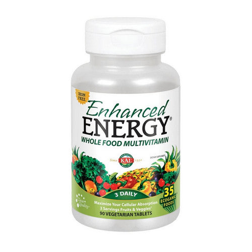 Enhanced Energy Whole Food Multivitamin Iron Free 90 Tabs by Kal