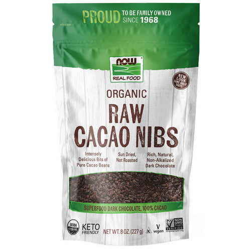 Organic Raw Cacao Nibs 8 Oz by Now Foods