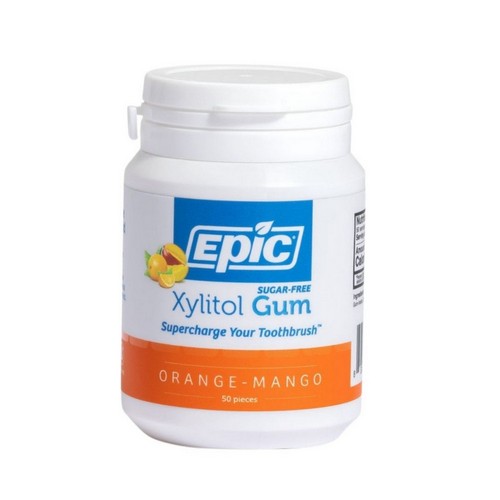 Xylitol Orange Mango Chewing Gum Sugar Free 50 Count by Epic Dental