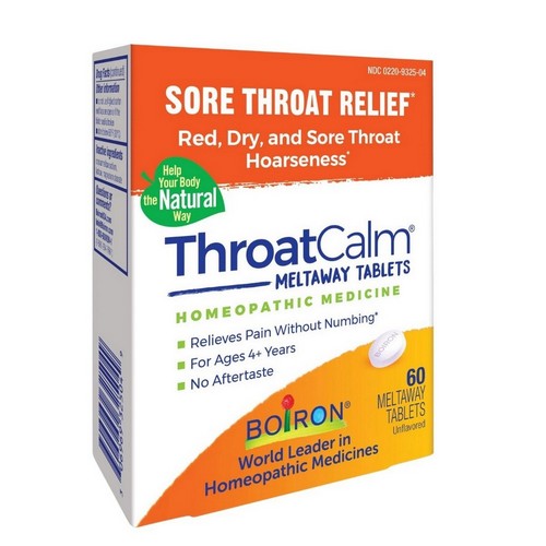 Throatcalm Sore Throat Relief For Ages 4 Plus Years Unflavoured 60 Tabs by Boiron