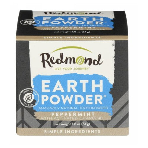 Earthpowder All Natural Tooth and Gum Powder Peppermint Chrcoal 1.8 Oz by Redmond
