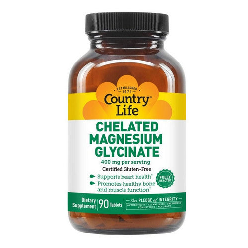 Chelated Magnesium Glycinate 90 Tabs by Country Life