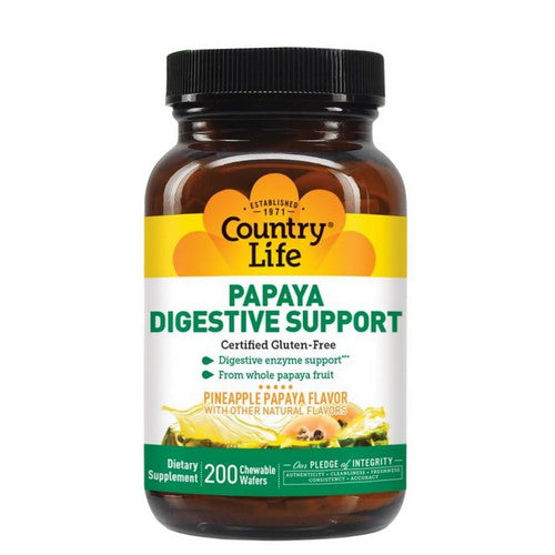 Papaya Digestive Support 200 Wafers by Country Life