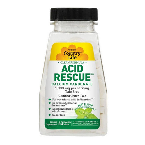 Acid Rescue Mint 60 Chews by Country Life