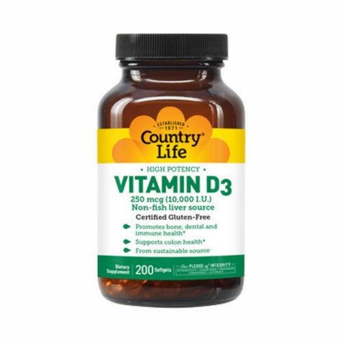 Vitamin D3 High Potency 200 Softgels by Country Life