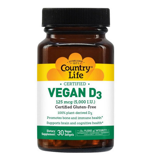 Vegan D3 30 Veg Softgels by Country Life