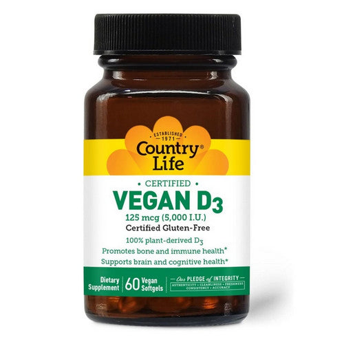 Vegan D3 5000 Iu 60 Veg Softgels by Country Life