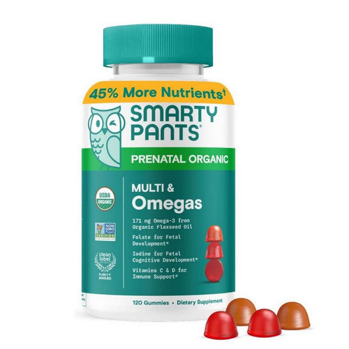 Organic Prenatal Multi And Omegas Gummies 120 Count by SmartyPants