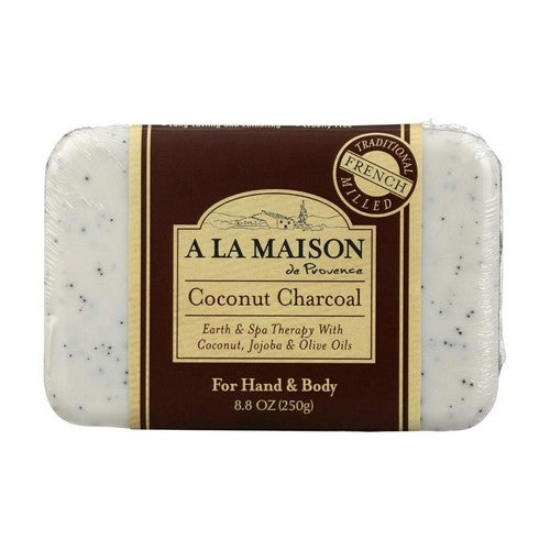 French Milled Hand And Body Bar Soap Coconut Charcoal 8.8 Oz by A La Maison