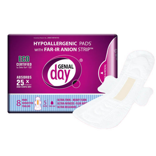 Super Absorbent Heavy Flow Pads 8 Count by Genial Day