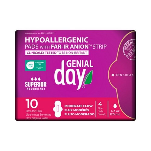 Super Absorbent Regular Flow With Anion Strip 10 Count by Genial Day
