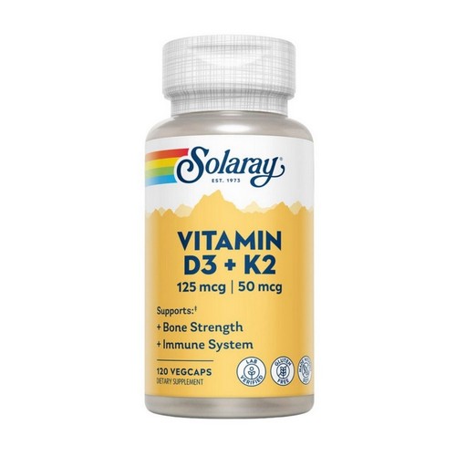 Vitamin D3 Plus K2 120 Veg Caps by Solaray