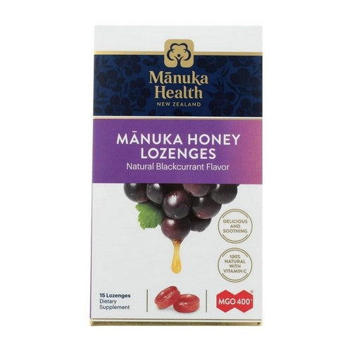 Manuka Honey Lozenges Mgo 400+ Blackcurrant 15 Count by Manuka Health