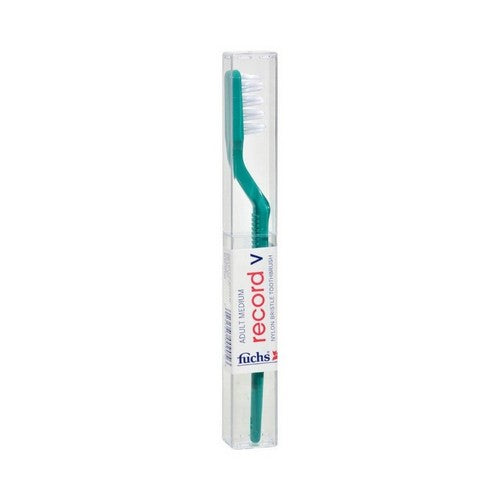 Record V Nylon Bristle Toothbrush For Adult Medium Medium 1 EACH by Fuchs Brushes