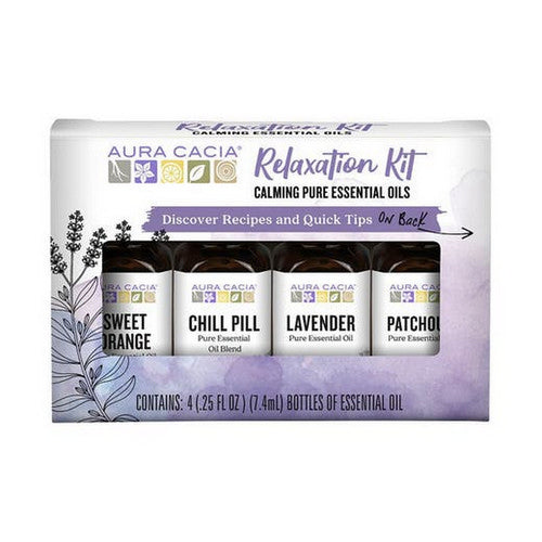 Discover Pure Essential Oil 4 Bottles Relaxation Kit 0.25 Oz by Aura Cacia