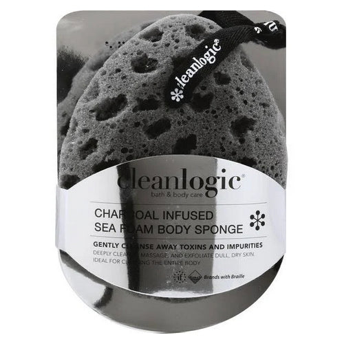 Charcoal Infused Sea Foam Body Sponge 1 Count by Cleanlogic