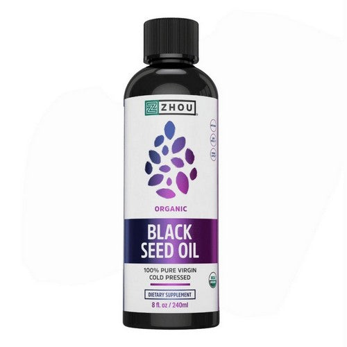 Organic Black Seed Oil Cold Pressed 8 Oz by Zhou Nutrition