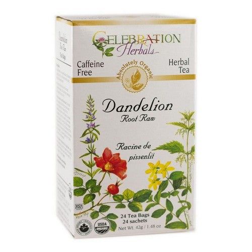 Organic Dandelion Root Raw Tea 24 Bags by Celebration Herbals