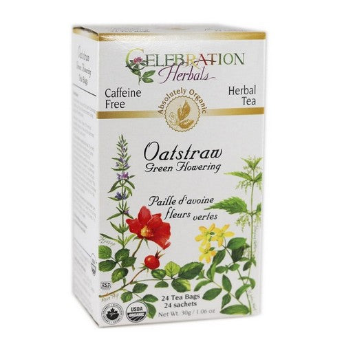 Organic Oatstraw Green Flowering Tea 24 Bags by Celebration Herbals