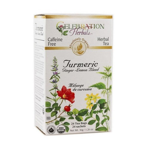 Organic Turmeric Ginger Lemon Tea 24 Bags by Celebration Herbals