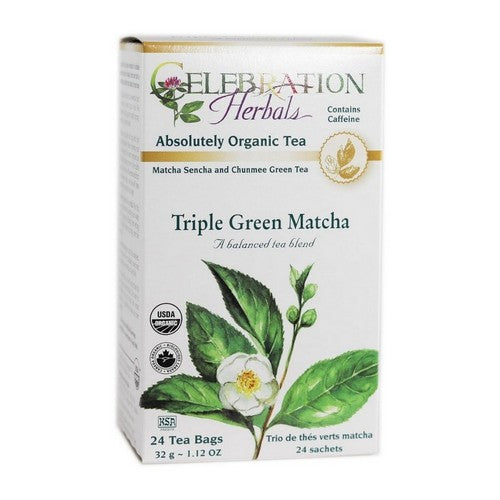 Organic Triple Green Matcha Tea 24 Bags by Celebration Herbals