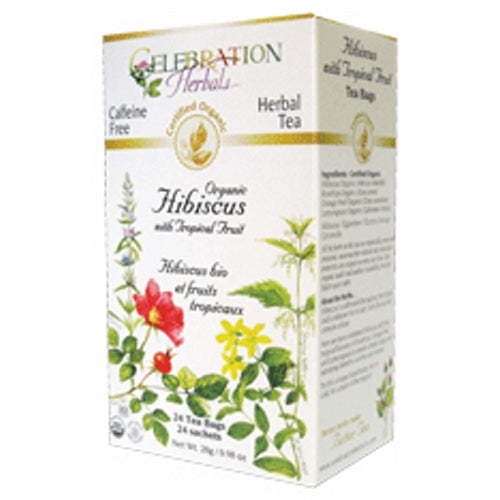Organic Hibiscus with Tropical Fruit Tea 24 Bags by Celebration Herbals