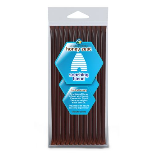 HoneyZest Soothing Honey Sticks 12 Count by Amazing Herbs