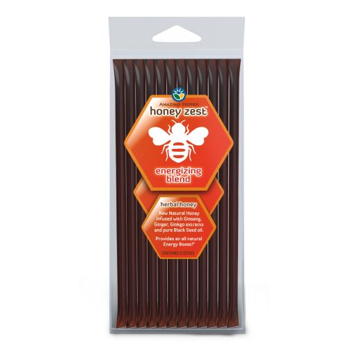 HoneyZest Energizing Honey Sticks 12 Count by Amazing Herbs