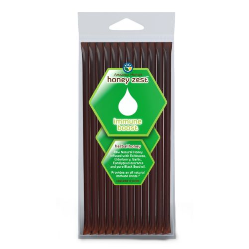HoneyZest Immune Boost Honey Stick 12 Count by Amazing Herbs