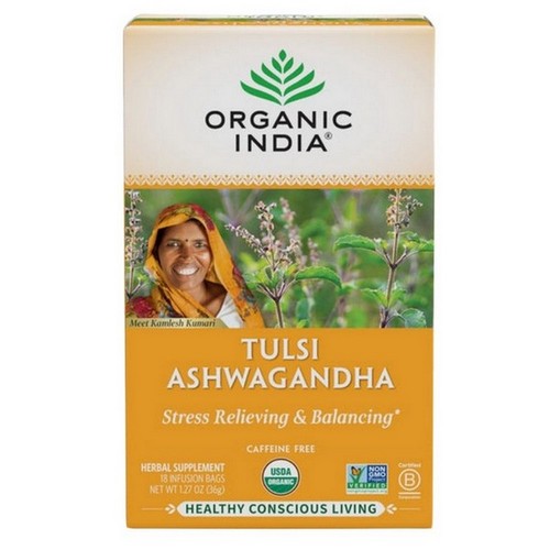 Organic Tulsi Ashwagandha Tea 18 Count by Organic India