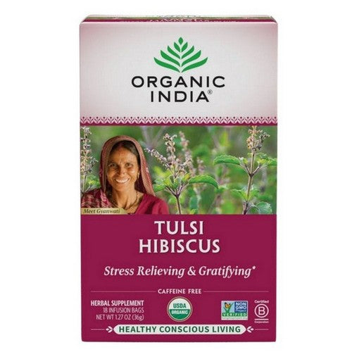 Organic Tulsi Hibiscus Tea 18 Count by Organic India