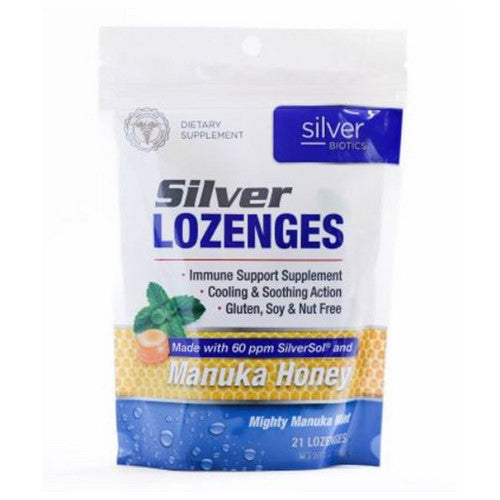 Silver Lozenges with Honey Mighty Manuka Mint 21 Count by Silver Biotics (American Biotech Labs)