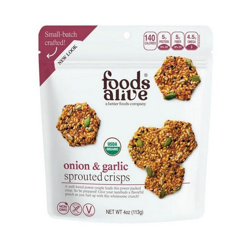 Organic Sprouted Crisps Onions And Garlic 4 Oz by Foods Alive