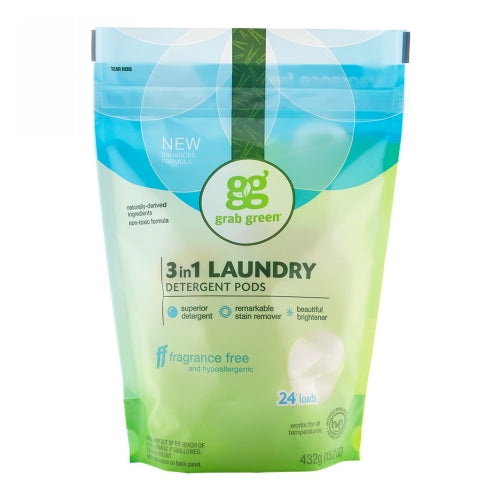 Laundry Detergent Pods Fragrance Free 384 Grams by Grab Green