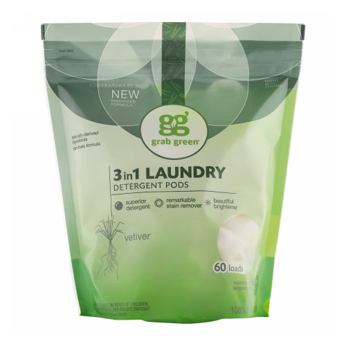 3 in 1 Laundry Detergent Pods Vetiver 60 Pods by Grab Green