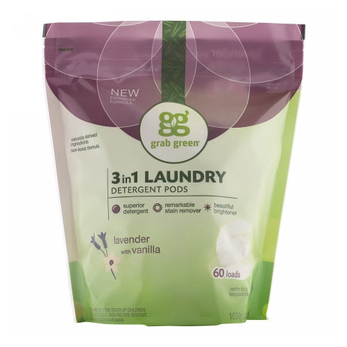 3 in 1 Laundry Detergent Pods Lavender Vanilla 60 Loads by Grab Green