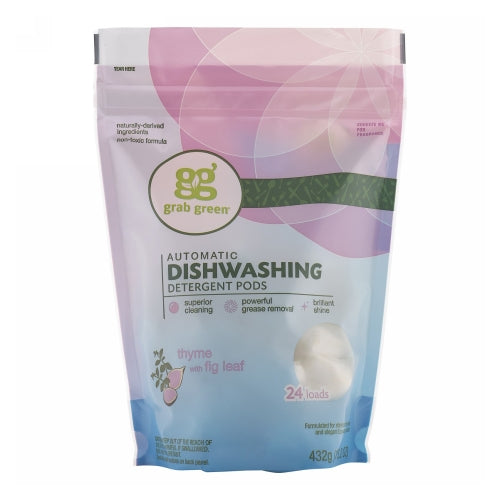 Dishwasher Detergent Pods Thyme with Fig Leaf 432 Grams by Grab Green