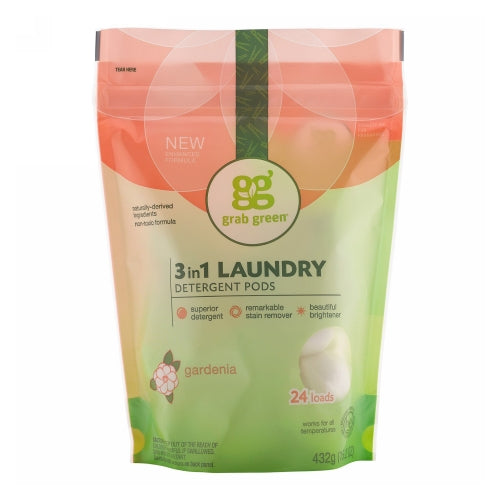 3 in 1 Laundry Gardenia Laundry Pods 384 Grams by Grab Green