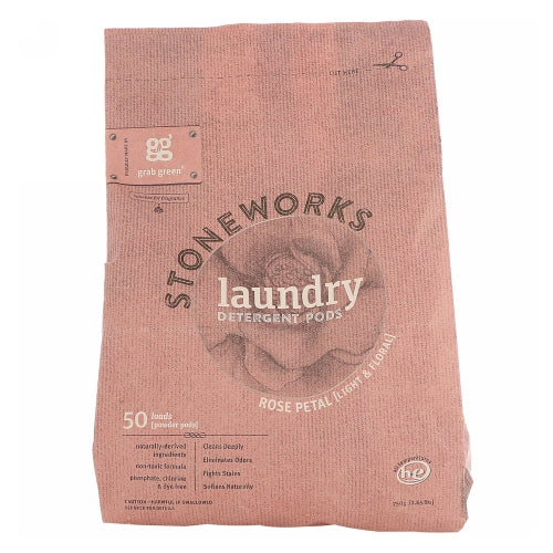Stoneworks Laundry Detergent Pods Rose Petal 50 Loads by Grab Green