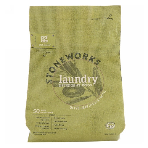 Stoneworks Laundry Detergent Pods Olive Leaf 50 Loads by Grab Green