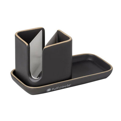 Ceramic Sink Caddy 1 Count, Gray and White by Full Circle Home