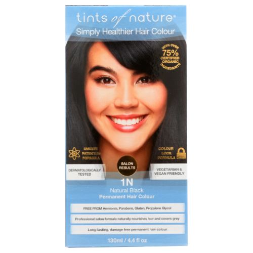 Permanent Hair Colour 1N Natural Black 4.4 Oz by Tints of Nature