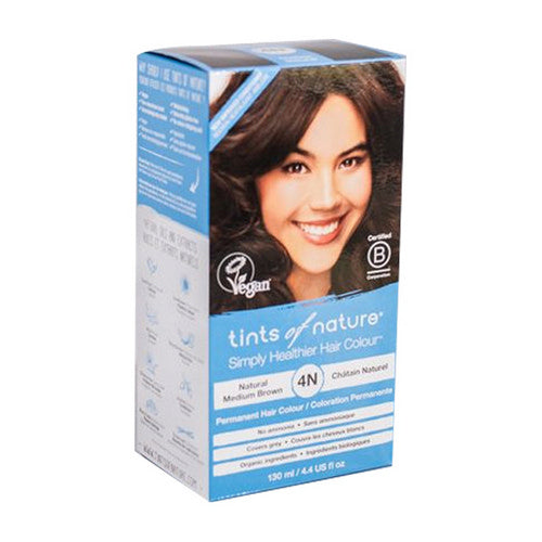 Permanent Hair Colour 4N Natural Medium Brown 4.2 Oz by Tints of Nature