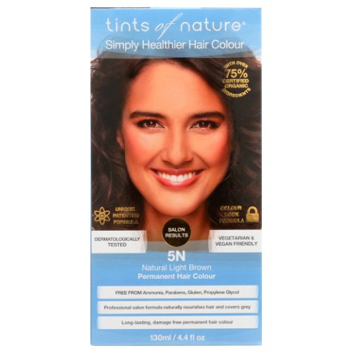 Permanent Hair Colour 5N Natural Light Brown 4.4 Oz by Tints of Nature