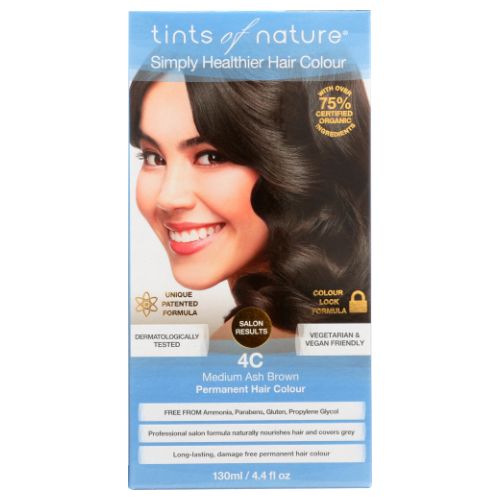 Permanent Hair Color 4C Medium Ash Brown 4.4 Oz by Tints of Nature