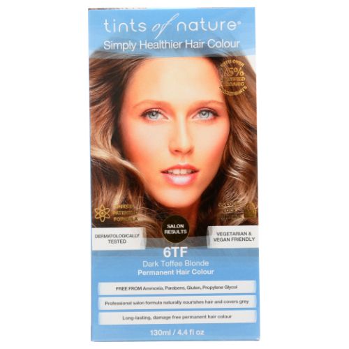 Permanent Hair Color 6TF Dark Toffee Blonde 4.4 Oz by Tints of Nature